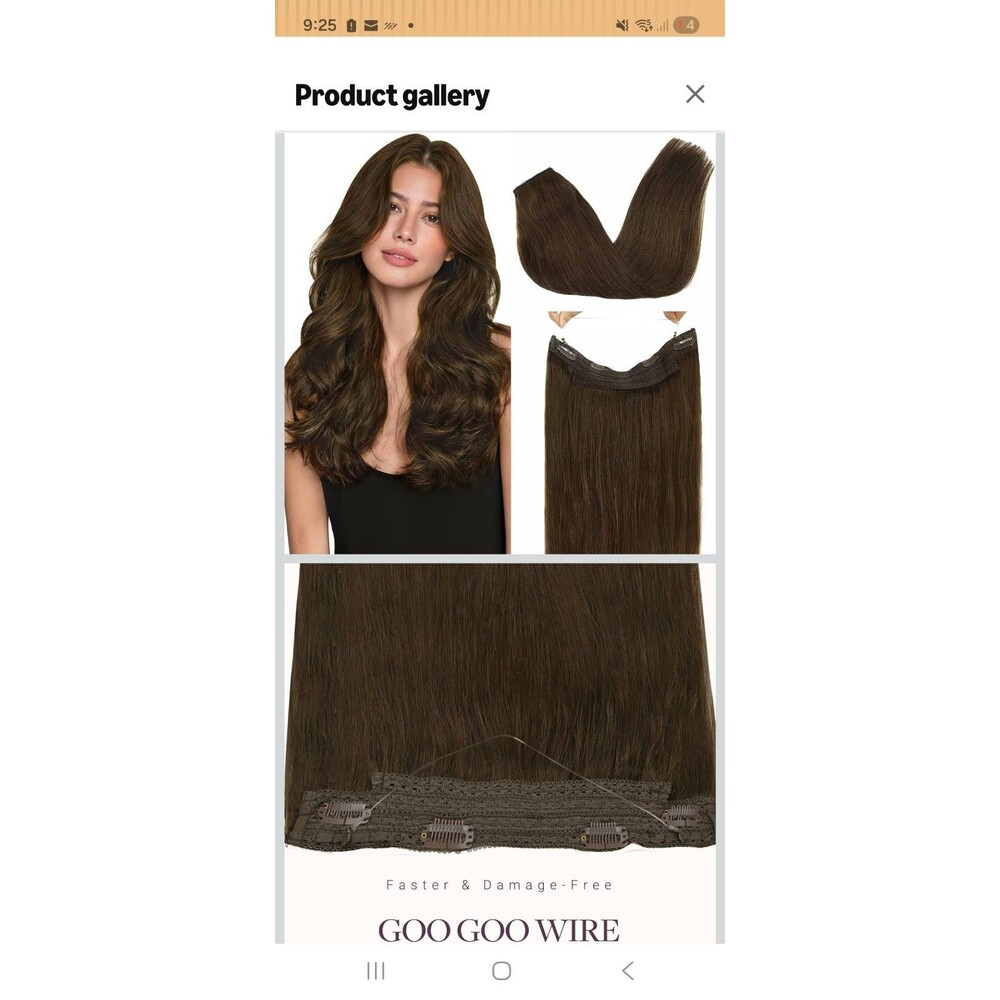 GOO GOO Wire Hair Extensions Human Hair, 4A Chocolate Brown Natural 12" inch